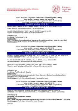 Corso di Laurea Magistrale in Scienze Filosofiche (D.M. - e
