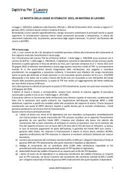 le novita della legge di stabilita