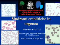 Sindromi emolitiche in urgenza