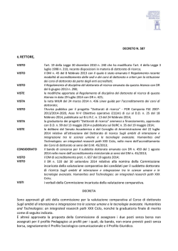 IL RETTORE, il DR n. 520 del 30 settembre 2014 relativo alla