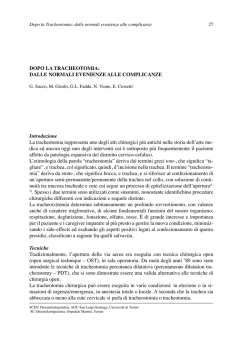 DOPO LA TRACHEOTOMIA: DALLE NORMALI