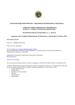 Manifesto L31 2014 2015 - Universit&agrave; degli Studi di Messina
