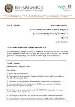 Calendario Impegni docenti Ruggero II Sett 2014