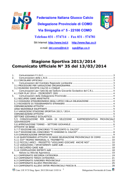 Stagione Sportiva 2013/2014 Comunicato Ufficiale N&deg; 35 del