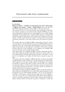 Nota C. Bonzano, La Consulta alza il &ldquo;sipario nero&rdquo;