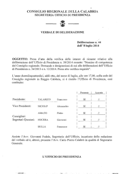 1. - Consiglio regionale della Calabria