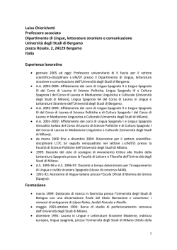 Curriculum vitae e pubblicazioni - Universit&agrave; degli studi di Bergamo