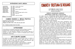 ACR E GRUPPI ISSIMI CATECHISMO CAMBIO ORARIO S. MESSA