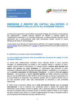 EMERSIONE E RIENTRO DEI CAPITALI DALL