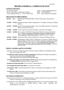 MICHELA MAPELLI - CURRICULUM VIT&AElig;