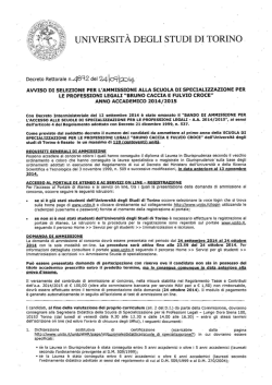 Bando di ammissione - Universit&agrave; degli Studi di Torino