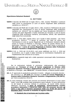 Decreto approvazione atti - Università degli Studi di Napoli Federico II