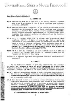 Decreto approvazione atti - Universit&agrave; degli Studi di Napoli Federico II
