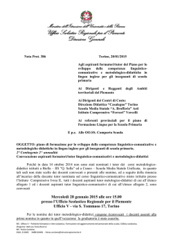 Mercoled&igrave; 28 gennaio 2015 alle ore 15.00 presso l