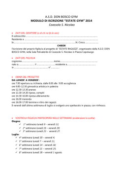 A.S.D. DON BOSCO GYM MODULO DI ISCRIZIONE “ESTATE GYM