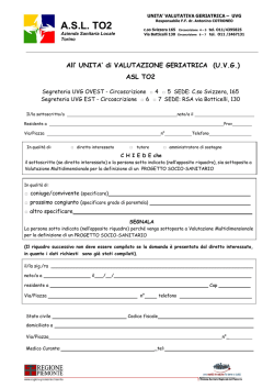 Modulo &ldquo;A&rdquo; Richiesta valutazione geriatrica