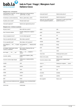 Frasi: Viaggi | Mangiare fuori (Italiano-Ceco)