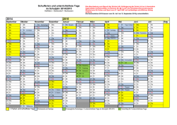 Aug. Schulferien und unterrichtsfreie Tage im Schuljahr 2014/2015