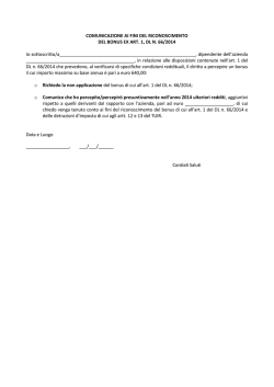Comunicazione ai fini del riconoscimento del bonus