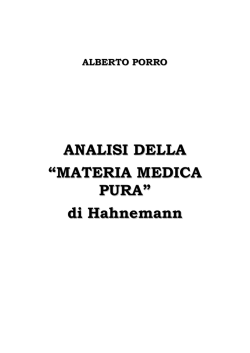 analisi della materia medica pura di hahnemann