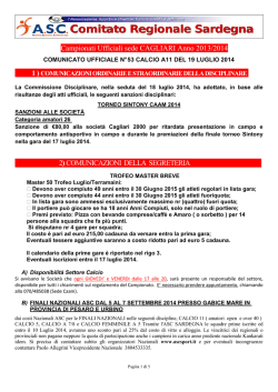 Comunicato Uff nr 53 Calcio a11 del 19 luglio 2014