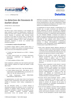 La detection dei fenomeni di market abuse