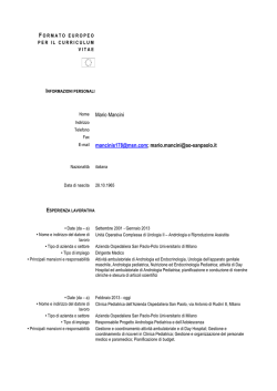 Curriculum Vitae - Azienda Ospedaliera San Paolo