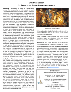 Sunday, December 21, 2014 - St. Francis of Assisi Parish