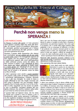 BOLLETTINO PARROCCHIALE n.6 - Parrocchia SS. Trinit&agrave; Codiverno