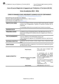 Dinamica degli inquinanti e bonifica dei siti contaminati