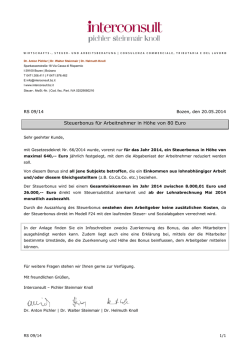 Steuerbonus für Arbeitnehmer in Höhe von 80 Euro