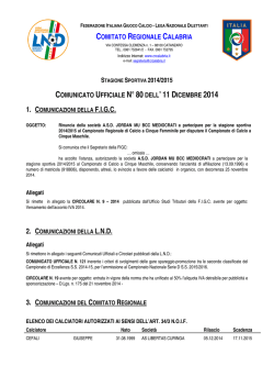 Comunicato Ufficiale n. 80 del 11 Dicembre 2014