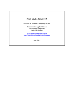 Prof. Giulio GIUNTA - Facolt&agrave; di Scienze e Tecnologie