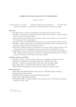 CURRICULUM VITAE AND LIST OF