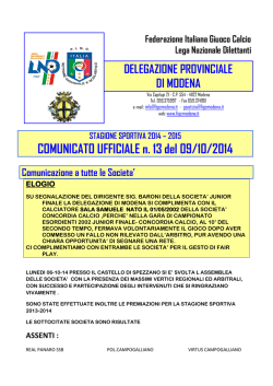 COMUNICATO UFFICIALE n. 13 del 09/10/2014