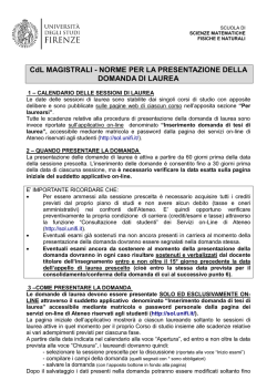 CdL MAGISTRALI - NORME PER LA PRESENTAZIONE DELLA