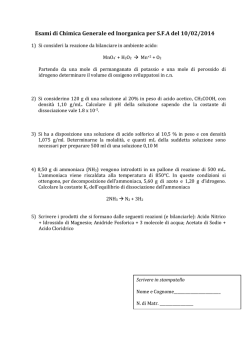 Esami di Chimica Generale ed Inorganica per S.F.A del 10/02/2014