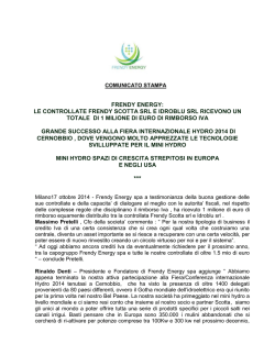FRENDY ENERGY: LE CONTROLLATE FRENDY SCOTTA SRL E