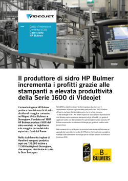 Cider Maker HP Bulmer investe nelle stampanti Videojet Serie 1600