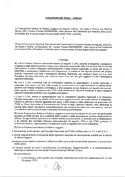 CONVENZIONE FIDAL - ENDAS La Federazione ltaliana di Atletica
