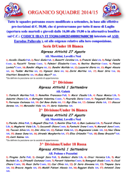 ORGANICO SQUADRE 2014/15 - ASD Euro Due Pallavolo