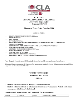 CLA - OLA OFFERTA LINGUISTICA DI ATENEO Laboratorio lingua