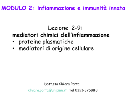 MODULO 2: infiammazione e immunit&agrave; innata Lezione 2