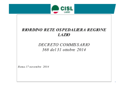 RIORDINO RETE OSPEDALIERA REGIONE LAZIO