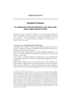 La sospensione del procedimento con messa alla