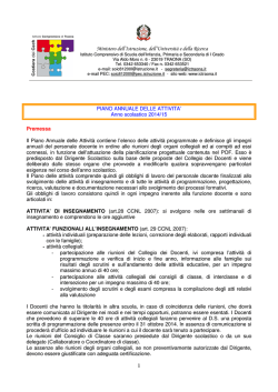 PIANO ANNUALE DELLE ATTIVITA - Istituto Comprensivo di Traona