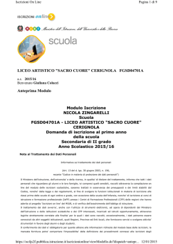 Modulo di iscrizione liceo artistico Cerignola