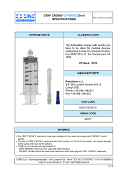 CRN® CRONO® SYRINGE 20 ml SPECIFICATIONS