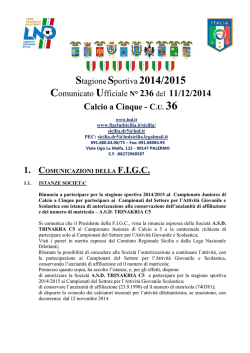 COMUNICATO UFFICIALE N.01