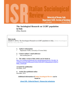 The Sociological Research on LGBT population in Italy